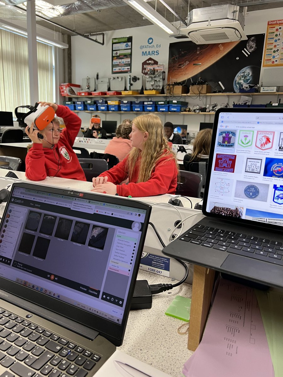 FATech_Ed's tweet photo. P7 transition Days- with pupils getting a VR tour of the school and a few IDL immersive experiences. Followed by an insight into 3D graphic modelling for VR/AR applications and digital manufacture through laser cutting and 3D printing @ClassVR #VRARinEDU #FORgraphic_design https://t.co/ghp6aSWIMu