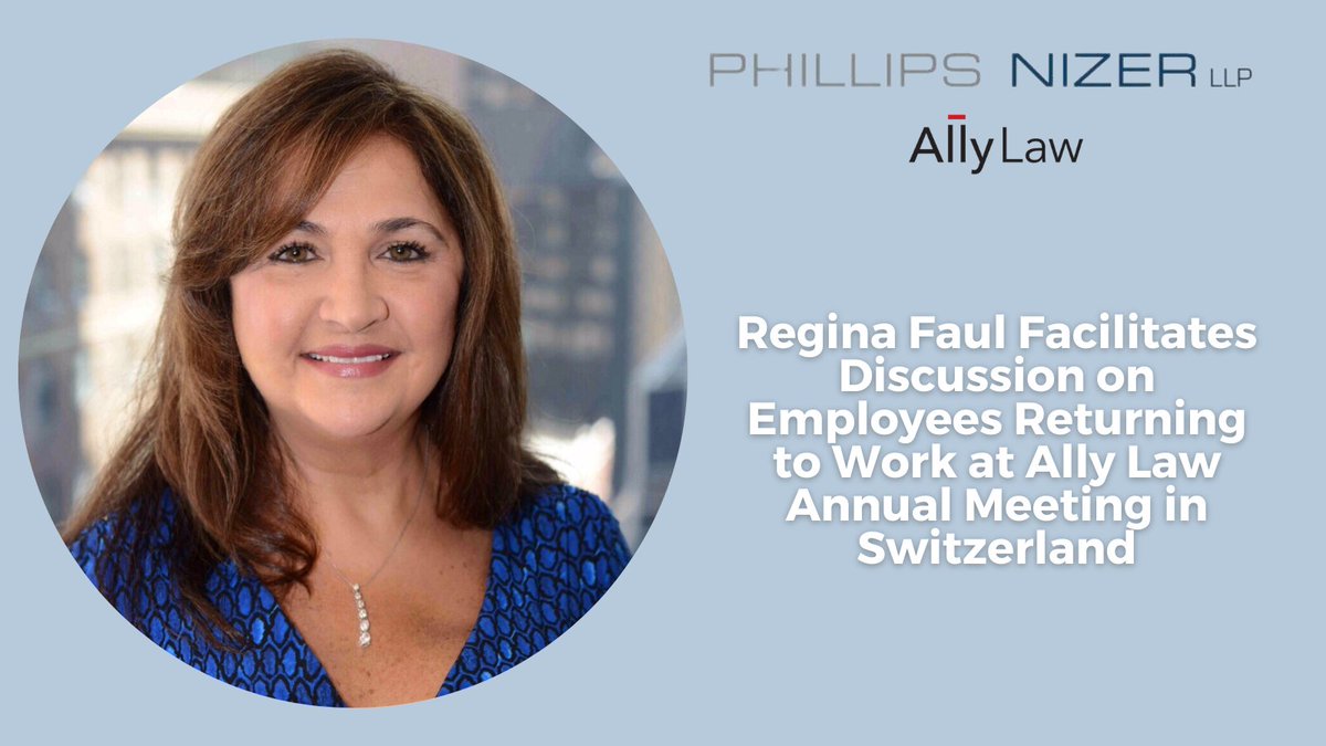 Regina Faul, chair of the Employment &amp; Labor Practice, facilitated a discussion at the Ally Law AGM meeting on returning to work/office and employers' efforts and challenges to balance its needs and employees' needs: ttps://bit.ly/3tnuFvL

#laborandemploymentlaw #womenlawyers
