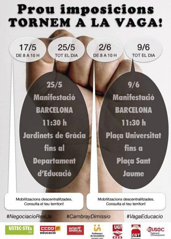 Continuem amb la lluita necessària en contra de les polítiques neoliberals per aconseguir una Escola Pública Inclusiva de Qualitat. Demà, 9 de Juny a les 10:30 tornem a fer paradeta de samarretes grogues als Jardinets de Gràcia.