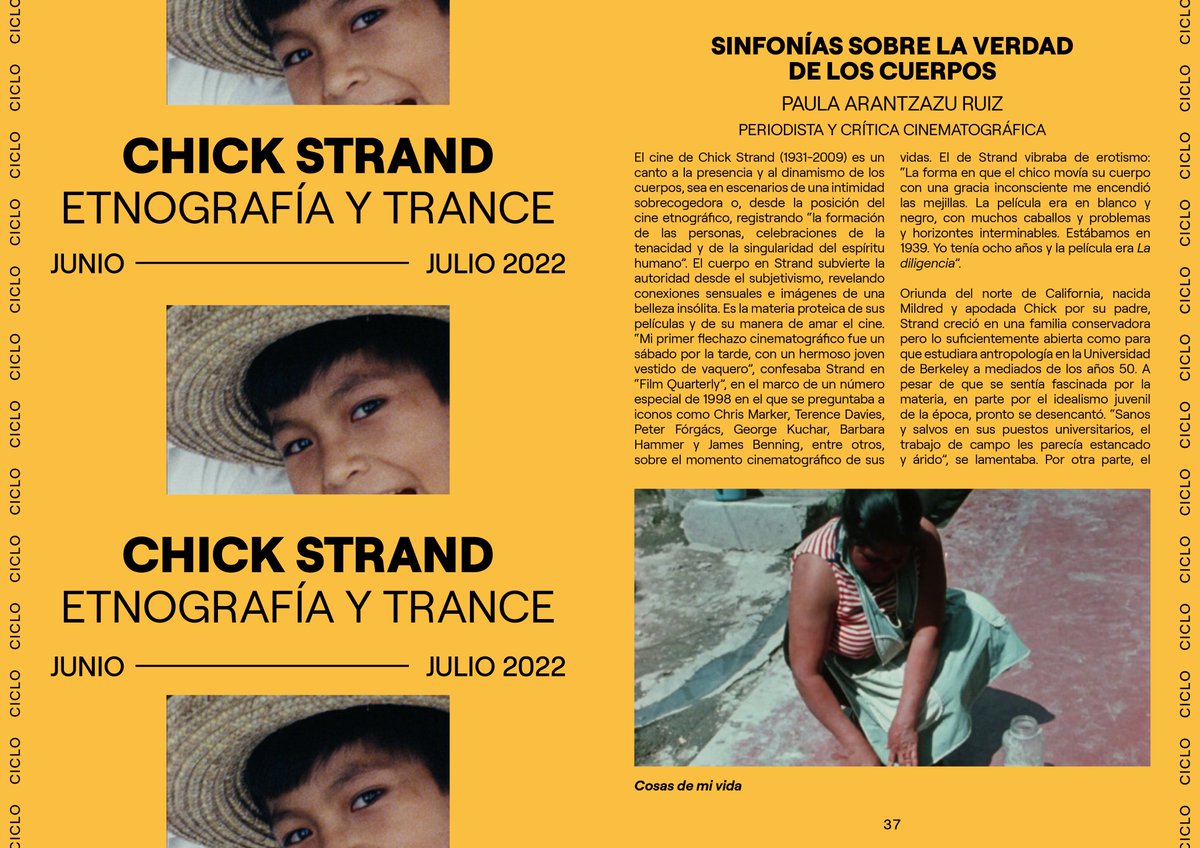 canyoncinema's tweet photo. From June 17 through July 10, @Filmoteca_es (Madrid) presents a retrospective of Canyon Cinema co-founder Chick Strand, featuring more than a dozen prints from Canyon's collection!

Info: https://t.co/NQULxNhxj6

#ChickStrand #CanyonFilms https://t.co/gqJCmZiMrg