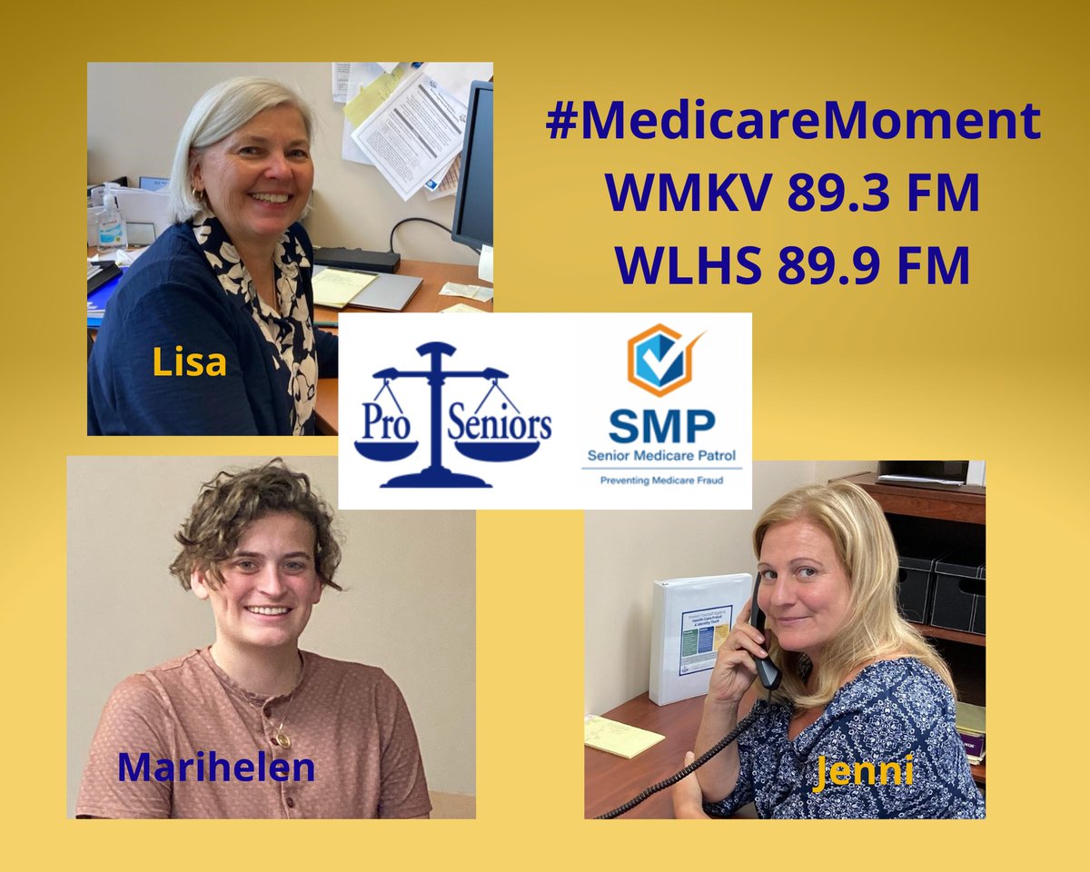 ProSeniorsInc's tweet photo. It's Medicare Fraud Prevention Week! Tune in to @WMKV893 at 2PM on THURS., 6/9, for #MedicareMoment to get tips from our #SMP experts - Lisa, Jenni and Marihelen - on protecting your personal information, preventing scams and avoiding healthcare fraud! #SMP #Team #OhioSMP https://t.co/aJR7KMY2rX