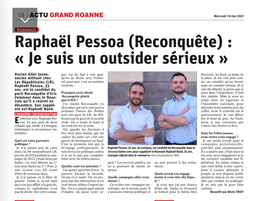 PESSOARaphael42's tweet photo. #legislatives2022 
L'outsider du Peuple Roannais prêt pour défendre les Ligériens !!! https://t.co/nQEwsCL8Ju