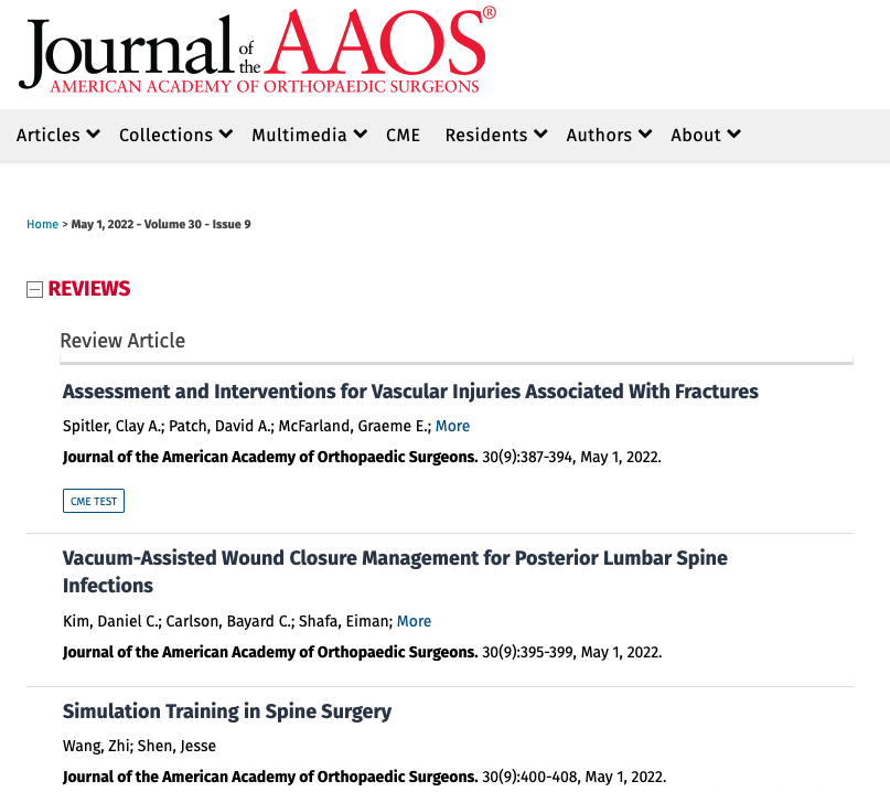 Congratulations to our researchers for snagging the lead article of the <a href="/OfficialJAAOS/">Official JAAOS</a> May 1 issue! Their research aimed to evaluate vascular injuries associated with fractures, which can be limb-threatening injuries. uab.edu/medicine/ortho…