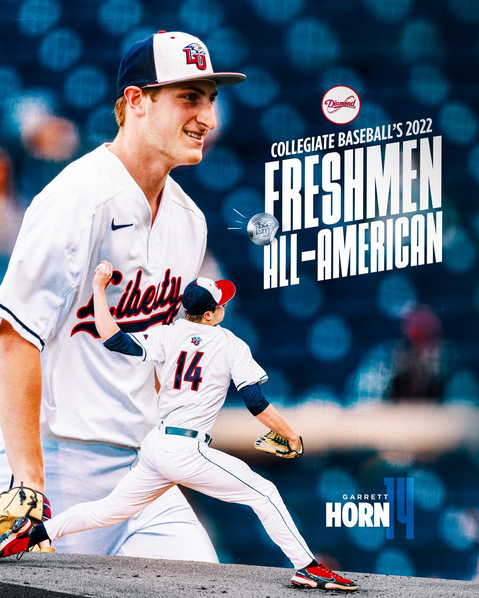 𝗔𝗟𝗟-𝗔𝗠𝗘𝗥𝗜𝗖𝗔𝗡. 

After posting a 6-1 record with a 1.93 ERA Garrett Horn has been named to the 2022 Collegiate Baseball Freshmen All-American team.