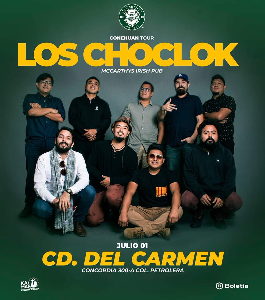 Concierto para toda nuestra familia de Cd. Del Carmen 🤘🏻🔥
Julio 1 ¡Ahí nos vemos! 

Accesos aquí los-choclok-cd-del-carmen.boletia.com

#conehuantour #KaimanEntretenimiento