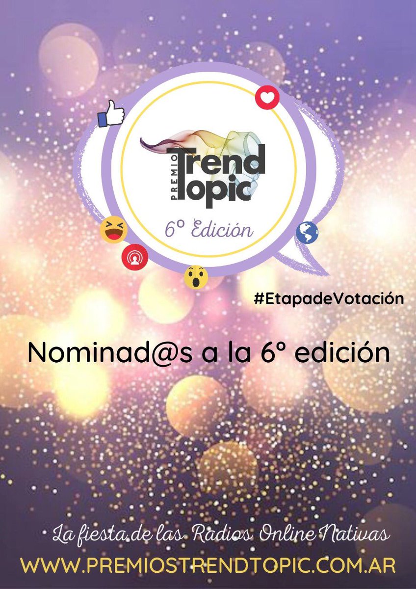 TrendTopicOk's tweet image. ¡Ya comenzo la #EtapadeVotación! lleva al podio ganador tu producción favorita👉premiostrendtopic.com.ar/web/ ¡Suerte para cada participante! #NominadxsTT #PremiosTT