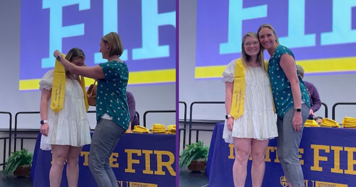 Before graduating a few weeks ago from @ecu_csdi's Speech and Hearing Sciences program, Caela Collichio celebrated her success as a first-generation student. Professor Emily Brewer bestowed Caela with a special stole during the 'I'm the First' Graduation Ceremony. @ecuppac