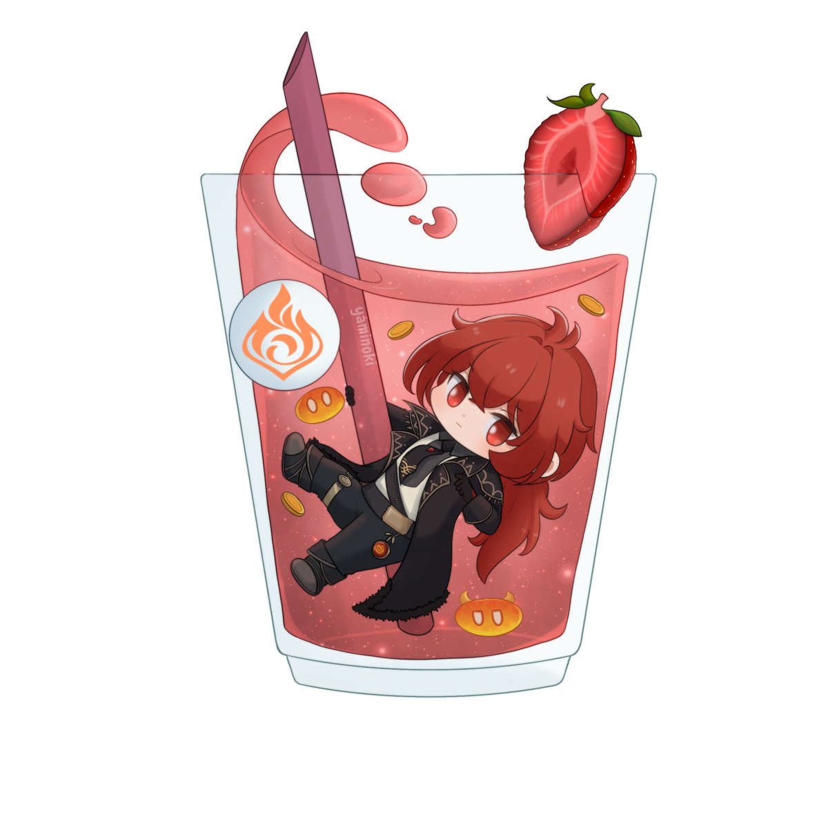 yaminoki3's tweet photo. Straw-Diluc-berry🍓😋
Would you take a sip? 
#GenshinImpact 
#Diluc https://t.co/i7cCFYEK9H