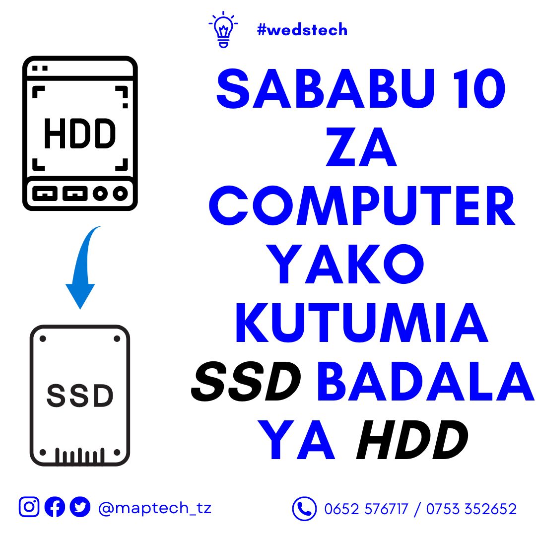 maptech_tz's tweet photo. Hello it's #wedstech
Leo tunakupa sababu 10 za Computer yako kuwa na SSD badala ya HDD โ๏ธ
#maptech #maptechtz #computermaintanance #computerrepair #computerengineering #computerservice #tanzania
#waza_kazi_usalama_wa_computer_tuachie_sisi
THREAD ๐งต ๐๐ https://t.co/e7qQdCf2eA