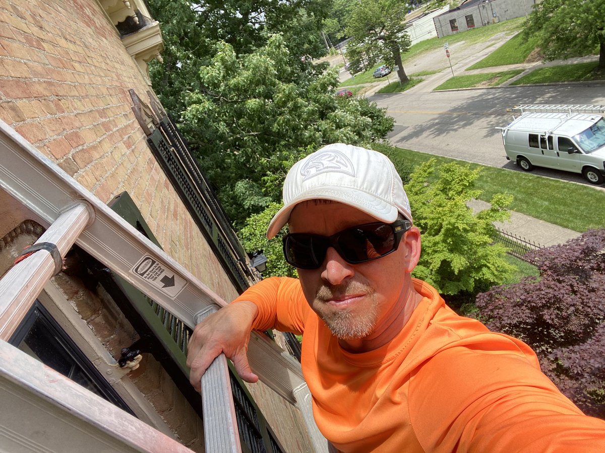 MrCarpenterHHS's tweet photo. Today I had a neat little job reinstalling shudders on one of the Ross Ave. historic homes. #NotAfraidOfHeights #AfraidOfFalling. https://t.co/0yzUHyw9v4