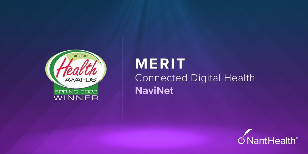 NantHealth's tweet photo. NaviNet has won the Merit award for "Connected Digital Health" in the Spring 2022 Digital Health Awards. Kudos to the NaviNet team! @DHealthAwards #Spring2022DHA https://t.co/bpcP0ztNbe