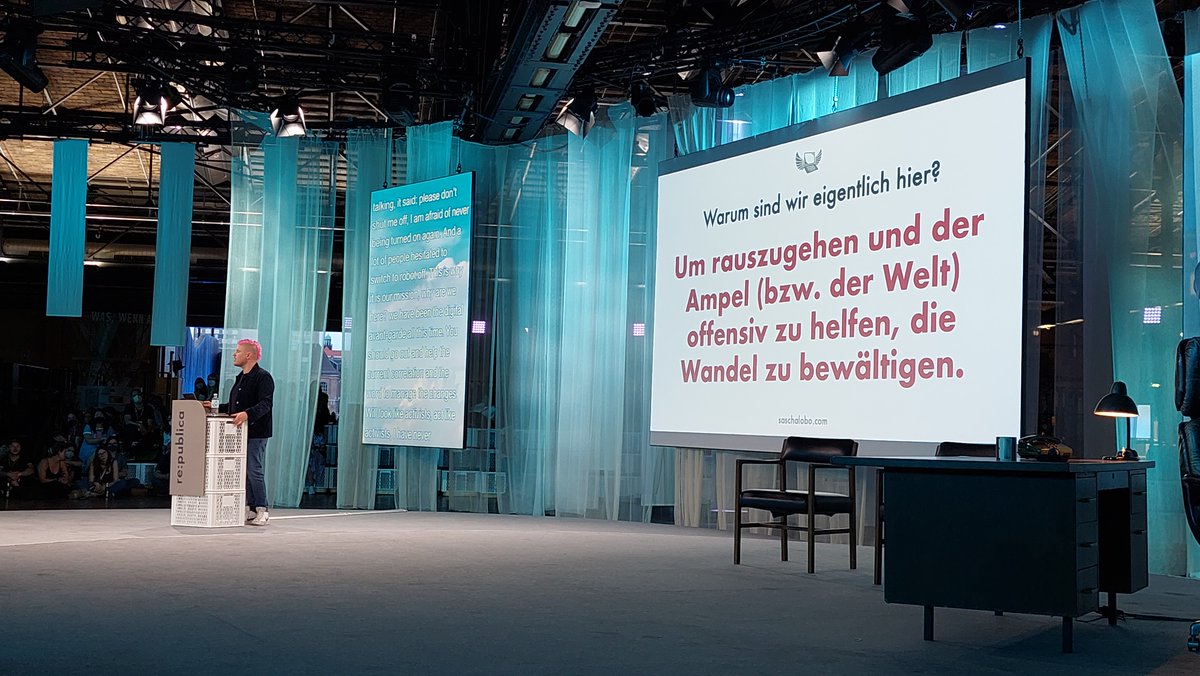 Rede zur Lage der Nation: Vernetzung der Vielen, Veränderungsdruck, Weitererzählbarkeit, Moralisierung durch Gefühlsmaschinen, Transphobie, Toxic Wokeness, Plattformkapitalismus und Technikvertrauen. Nachsehen lohnt! 
<a href="/saschalobo/">Sascha Lobo</a> #rp22
m.youtube.com/c/republica