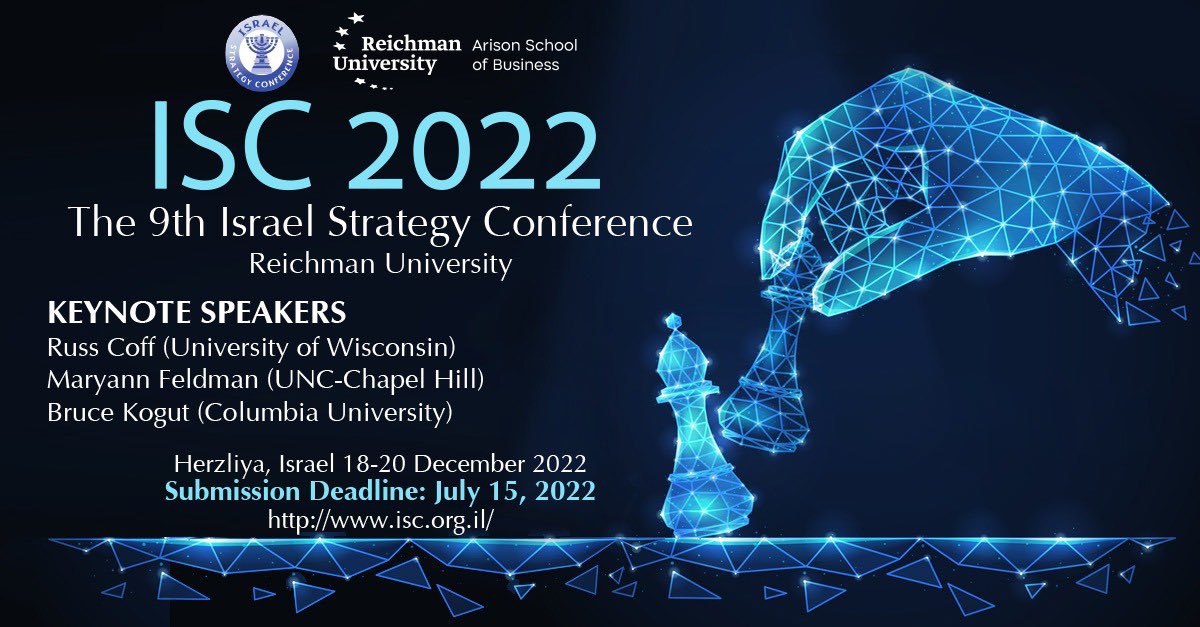 It’s back! The 9th Israel Strategy Conference, 18-20 December 2022. Herzeliya, Israel Submission Deadline: July 15, 2022 isc.org.il #ISC2022