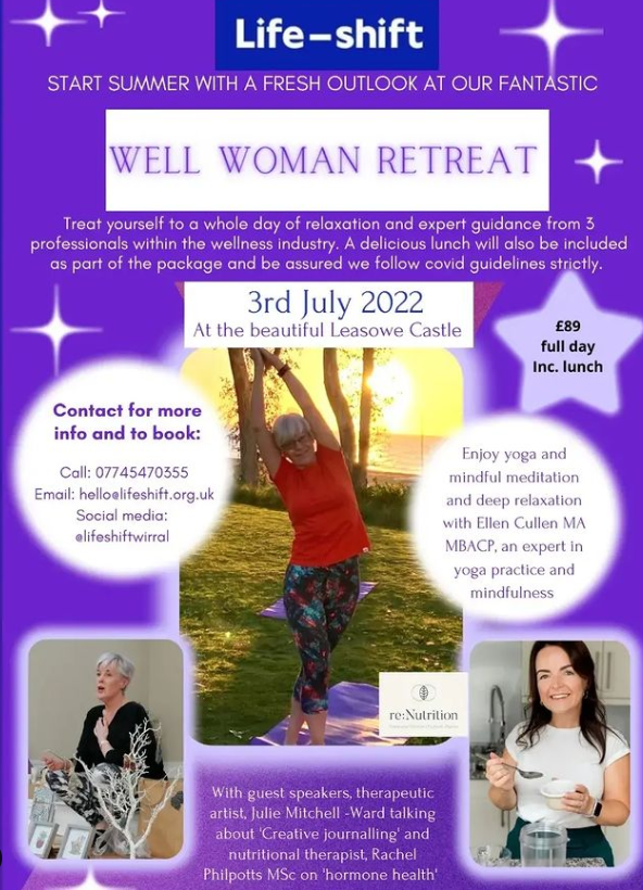 📢 A date for your diary!! "WELL WOMAN RETREAT" 3rd July 2022 at <a href="/leasowecastle/">Leasowe Castle</a> 🥰🏰🧘🏼‍♂️

🔹Yoga
🔹Mindfulness
🔹Creative journaling’ talk
🔹’Healthy hormones’ talk
🔹Deep relaxation
🔹Nutritious lunch
🔹Refreshments

Focus on women's health and well-being 🙌🏻

DM me to book 💙🥰💙
