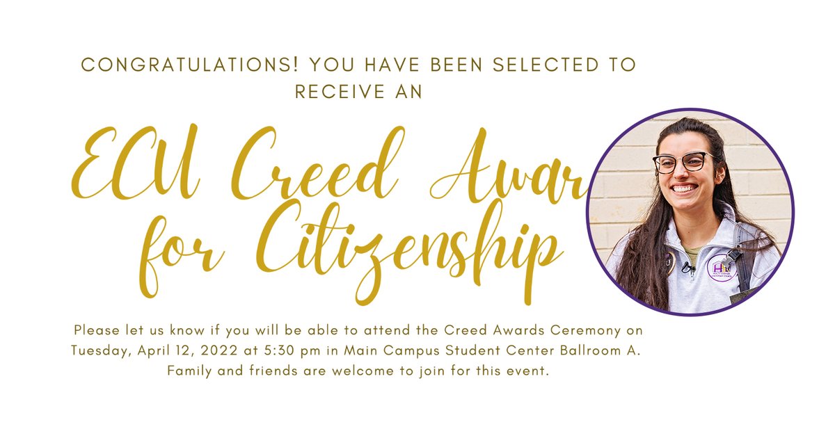 Rafailia Vogiatzis - one of our newest @ECUNUTR graduates - received an ECU Creed Award for Citizenship this spring. She dedicated much of her free time to providing nourishment during academic breaks for ECU Community School students who are food insecure.