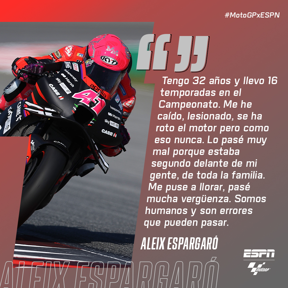 MotoGP_ESPN's tweet photo. ¡Aleix #Espargar�� detalló cómo se sintió en el #CatalanGP! 😱

#MotoGPxESPN https://t.co/9W2Uv5H6m0