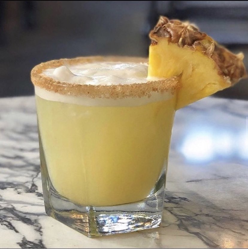 What’s your favourite cocktail?!

Our SMOKED PINEAPPLE COSMO is up there for us!
Made with a delicious smoked vodka, pineapple juice, squeeze of lime, sugar &amp; aquafaba. Finished off with a cinnamon sugar rim and a juicy slice of pineapple on the side.👊🏼🤩🍍🍸👅

#cocktails #pub