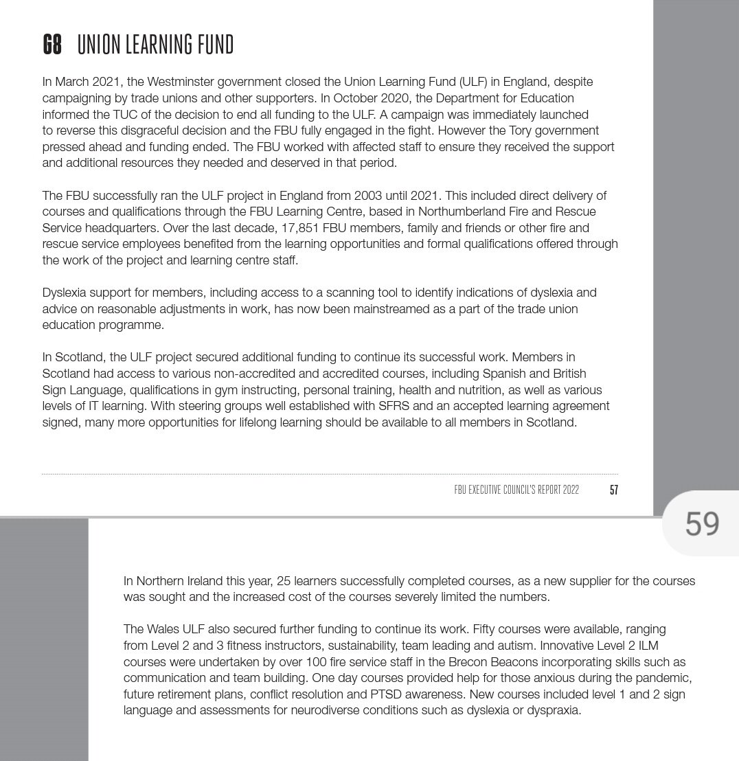 Very pleasing that at @fbunational Annual Conference there was still a place for Union Learning in the annual report. Thank you very much for the Reps who spoke on G8 👍 Good to see activity in @FBUNIreland @FBUScotland and @SouthWalesFBU @unionlearn Gone but not Forgotten