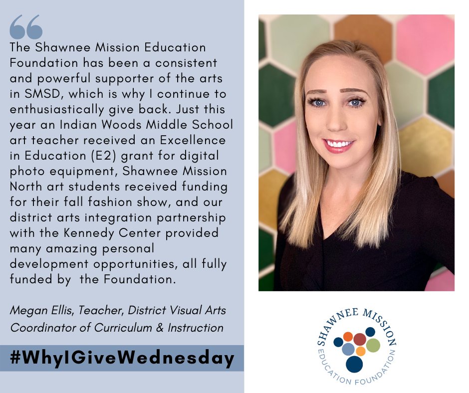 theSMEF's tweet photo. Thanks you, Ms. Ellis, for your continued support of the Foundation! We are so thankful for you and all you do for the arts in @theSMSD! #WhyIGiveWednesday https://t.co/ErNTgOYFKZ