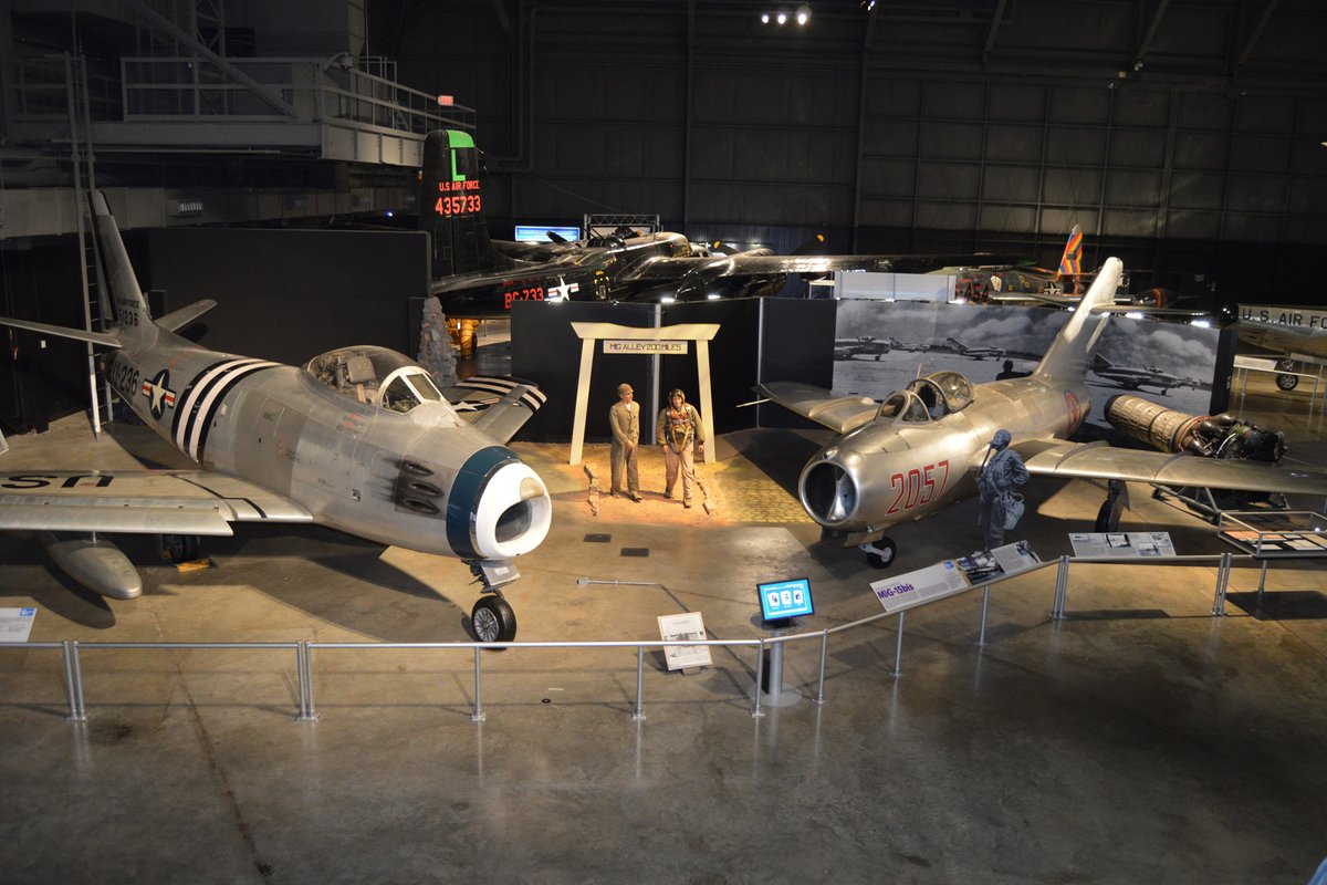 AFmuseum's tweet photo. The next Open Aircraft event will be on June 25-26! Visitors can look into the cockpits of the F-86A Sabre and the MiG-15 in the Korean War Gallery. Info: https://t.co/uIjumYFhpe  #avgeek #AF75 #AFHeritage https://t.co/Q29fnfv6q2