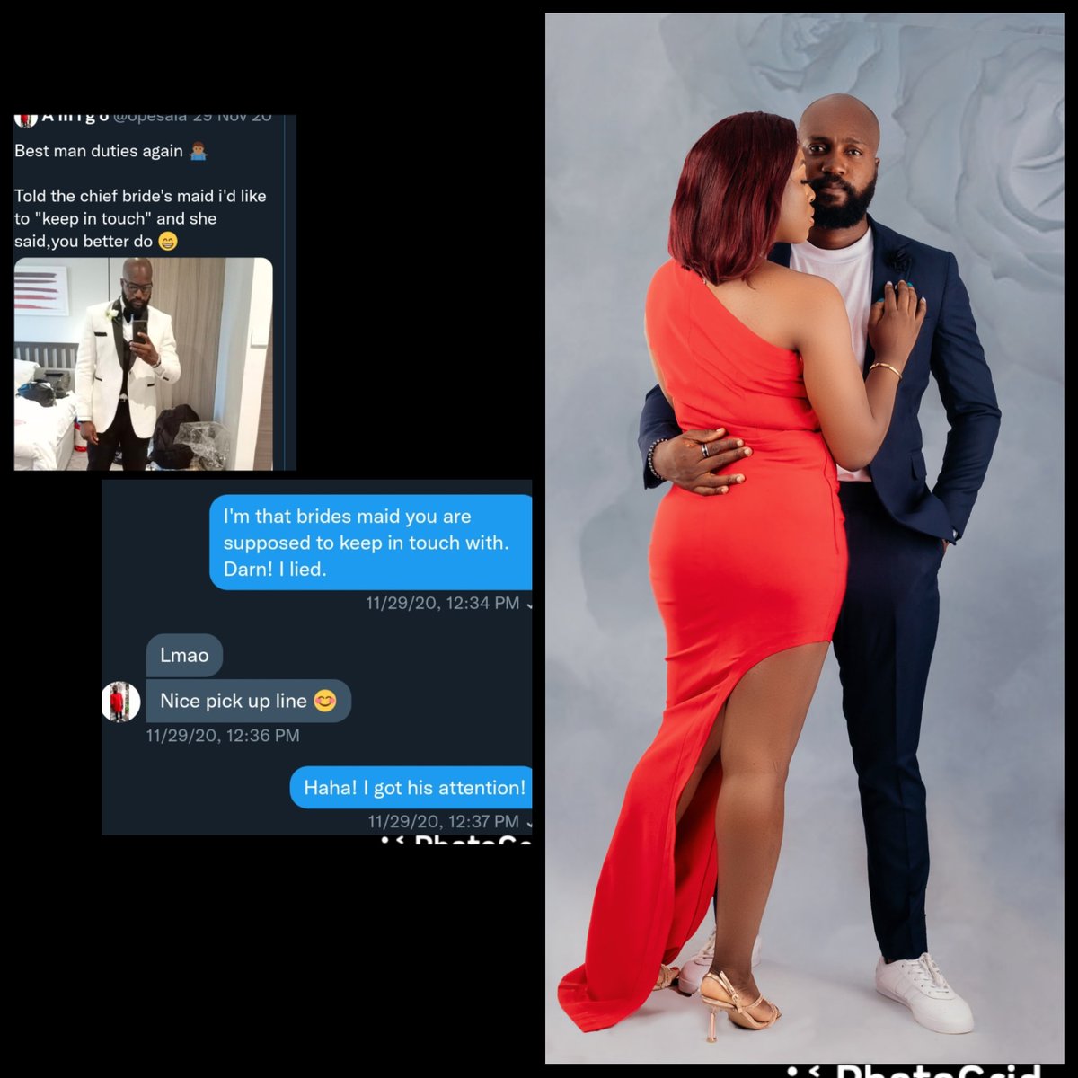 Tgurl_tolu's tweet photo. How it started VS how its going with the absolute LOML❤. I do not regret sliding in your DM, baby. Make the bridesmaid no vex abeg 😂  @opesala #otope'22 https://t.co/0Y7JKLF8OC