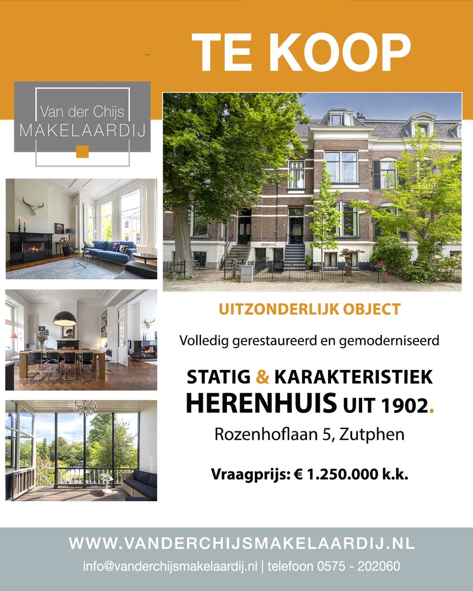 chijsmakelaar's tweet photo. TE KOOP! Volledig gerestaureerd en gemoderniseerd STATIG & KARAKTERISTIEK HERENHUIS uit 1902, waar luxe en monumentaal elkaar ontmoeten. Zie voor volledige presentatie: https://t.co/t7U8k8Z0ZR Vandaag op sociale media, morgen pas op funda. #followersfirst #plusconcept #zutphen https://t.co/voeNcQE2vo