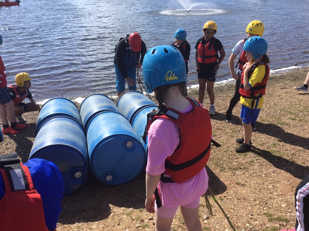 stjosb30school's tweet image. Raft building - started so well, ended in chaos. Unfortunately Mr G &amp;amp; Mr C may have ‘imbalanced’ it upon boarding the vessel. Kids loved it, and safely on land again!