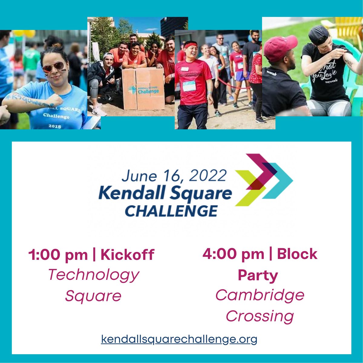 Due to inclement weather, the Kendall Square Challenge has been moved to next Thursday, June 16th. We can't wait to see you there! #KSQChallenge
kendallsquarechallenge.org