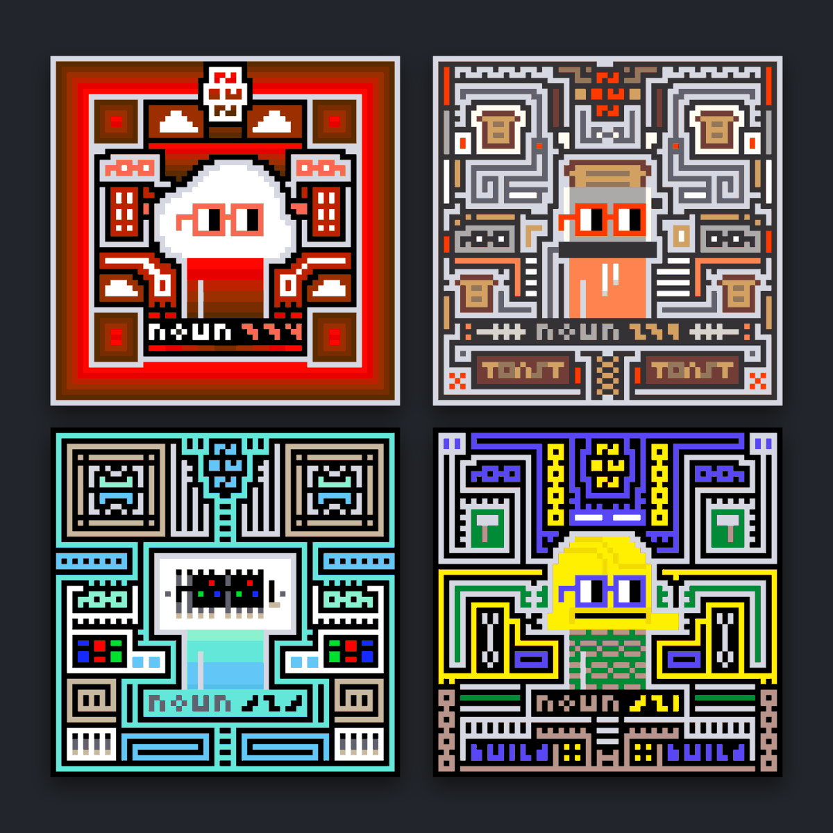 thenoadz's tweet photo. Some more NounTiles from the past few days. https://t.co/QDhys7u1qS