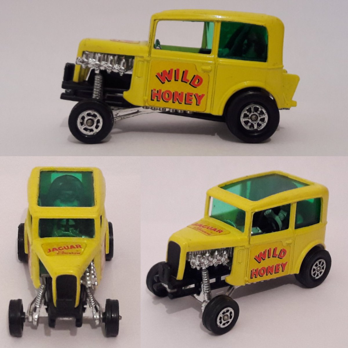 #Corgi Toys Ison Brothers 'Wild Honey' dragster, manufactured 1972-1973. Based on an Austin Ruby body which had previously housed another dragster called "George's Draggin", 'Wild Honey' made it's track debut in 1970.