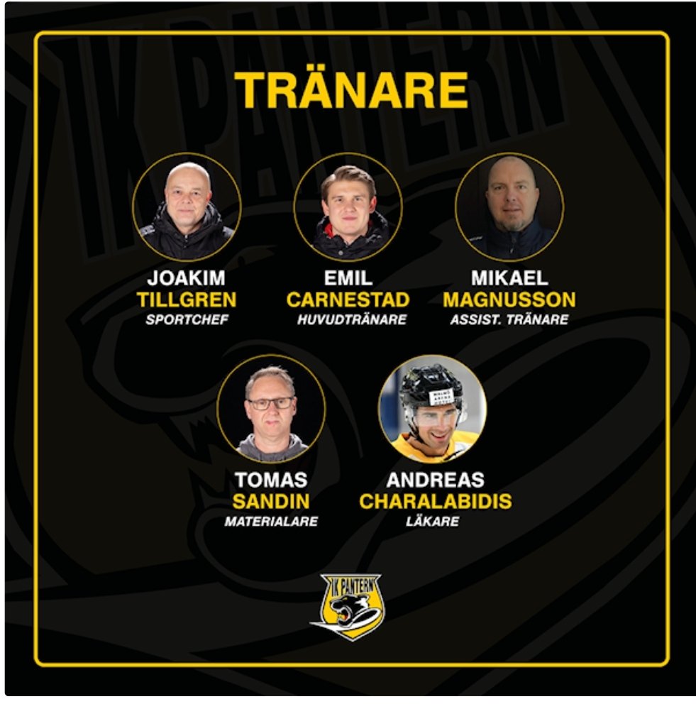 PanternSupport's tweet image. Hela tränarstaben klar för IK pantern säsongen 22/23
Nu kör vi 🖤💛🖤💛
#mothockeyettan
#hockeytvåan 
#nyförvarv 
@