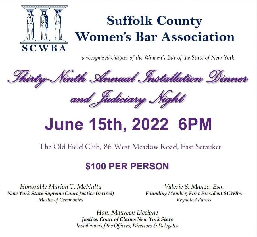 SCWBA_LI's tweet photo. Have You RSVP'd Yet? Don't miss SCWBA's Thirty-Ninth Annual Installation Dinner and Judiciary Night on June 15th, 2022 at 6pm

🖱📲CLICK THE LINK↙↙↙

https://t.co/IFGpRxLZnO https://t.co/eQAj8c84yL