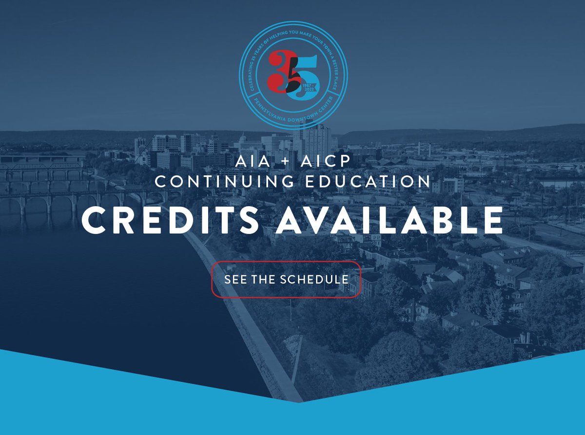 Announcing AIA and AICP Continuing Education credits! Tour the full course offerings for our 2022 Premier Revitalization Conference to see where credits apply, and be sure to register before events reach capacity. We'll see you in Harrisburg June 26-29! padowntown.org/conference/sch…