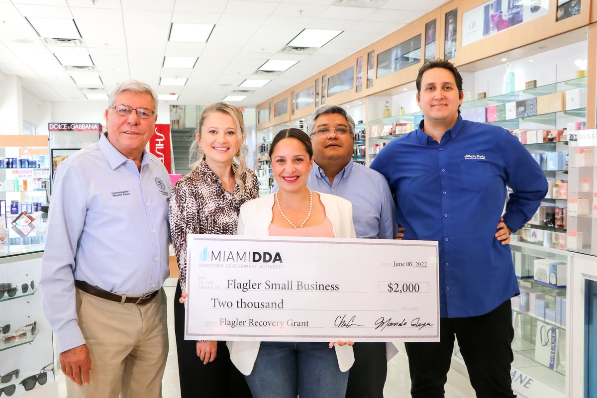 downtownMIA's tweet photo. Earlier today, the #MiamiDDA went door-to-door distributing the second round of funding to businesses along #FlaglerStreet. Last year, the Miami DDA &amp; @CityofMiami allocated $800K towards grants for businesses affected by ongoing construction part of the  beautification project. https://t.co/0FxEO74s8I