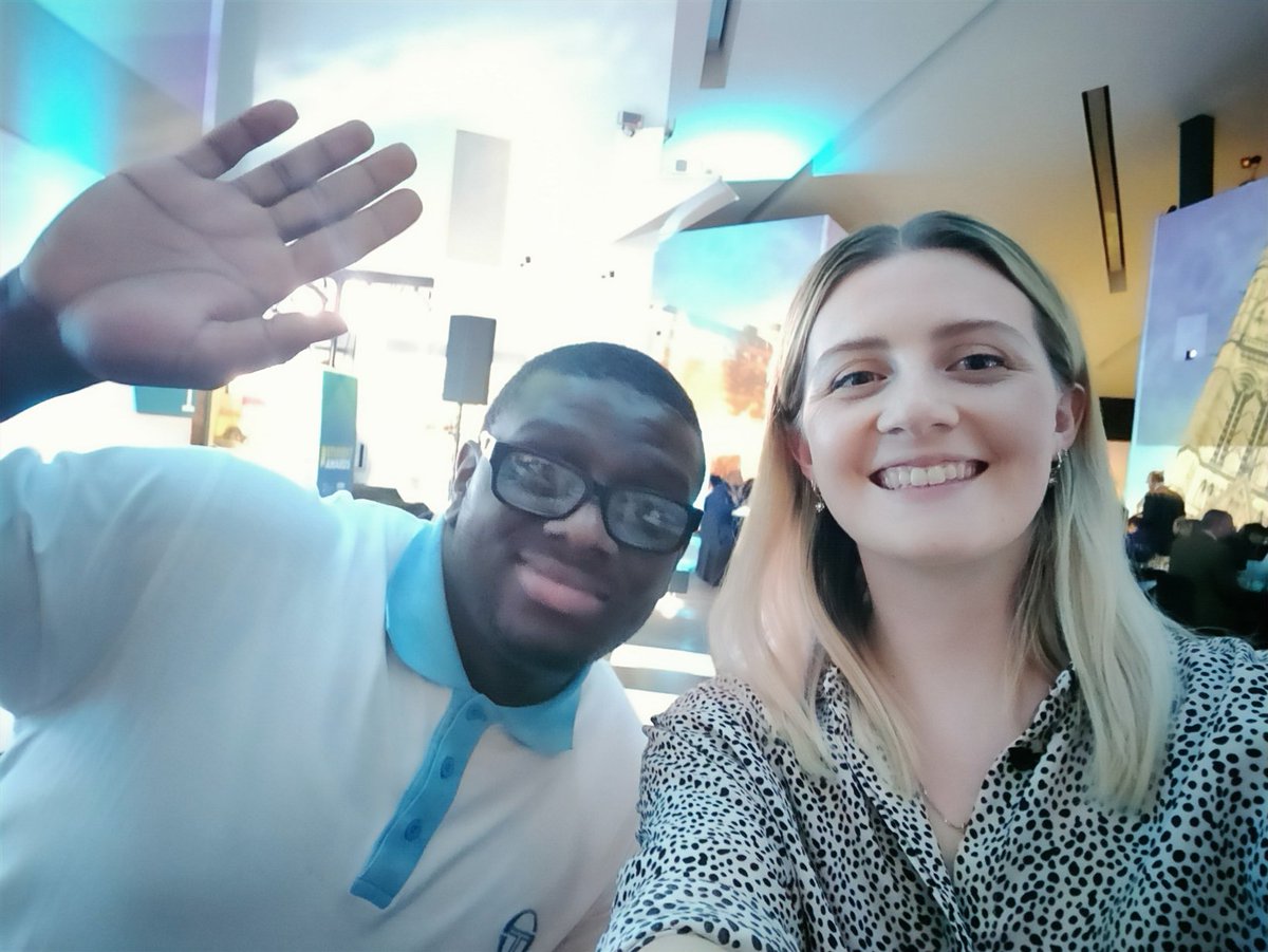 LNorthcoteSmith's tweet photo. Having a great time at the @TheMcrCollege #StudentAwards! Congrats to @digi_TMC 's Joseph and J for being nominated- fingers crossed ๐คฉ #BeAmazingTMC https://t.co/bFbWg2KTJC