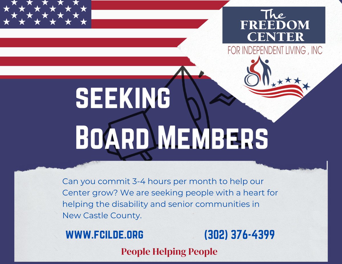 FreedomDelaware's tweet photo. Please join us!! #FreedomCenter #Disability #IndependentLiving #NewBoardMembers #FCILCares https://t.co/wWhU9xXfFW