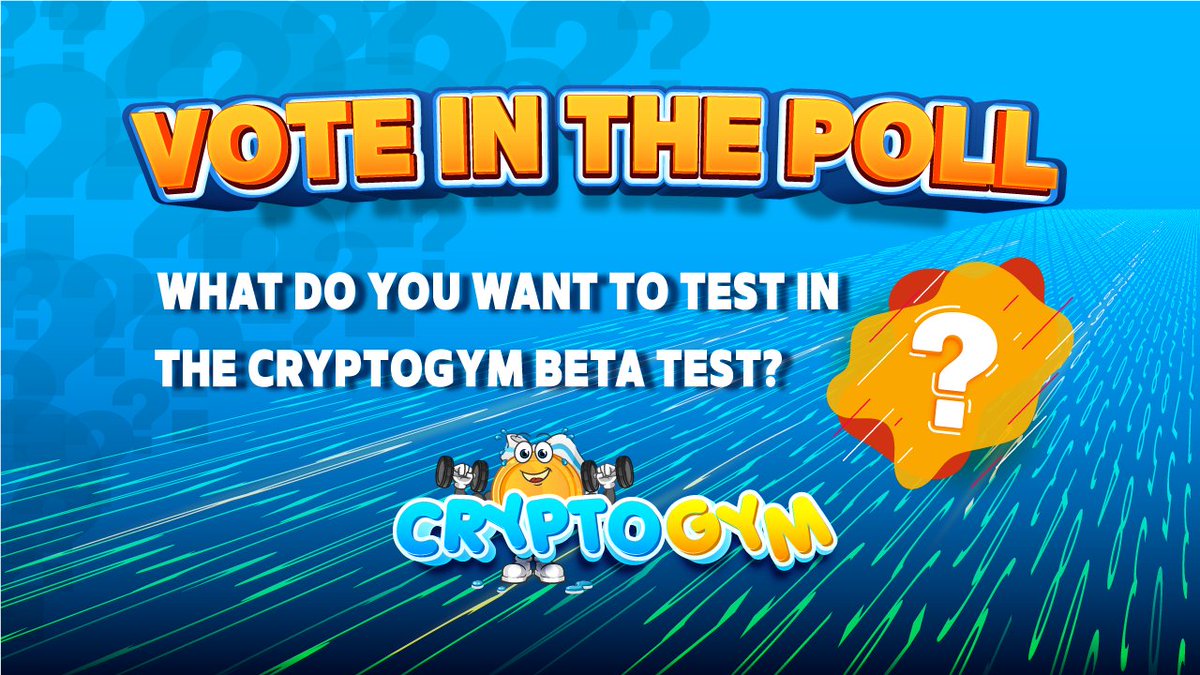 Soon we will start another contest for the BETA test, but first we want to know your opinion.

Access the telegram and vote in the poll.
t.me/CryptoGym_Offi…

What do you want to test in the CryptoGym BETA Test?
1) Marketplace
2) Auction
3) Both

#Airdrop #NFT #Betatest