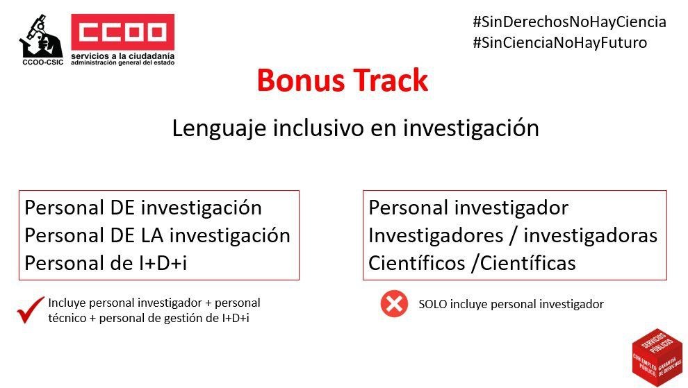 Algún grupo parlamentario debería hablar de PERSONAL DE INVESTIGACION y no solo de investigadores en el pleno de la comisión. El personal técnico y de gestión de I+D+i son esenciales y se merecen una carrera profesional y condiciones laborales dignas #LeyDeLaCienciaConDerechos