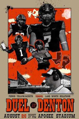 Steven Greek (@stevengreek1) on Twitter photo 👀 <a href="/JacketNationFHS/">Ferris Yellowjackets Athletics</a>
🏈 <a href="/FerrisFB_/">Ferris Football</a> vs Lake Worth
🗓 August 26, 2022
⏰ 7:00 PM Kickoff
🎯<a href="/MeanGreenFB/">UNT Football</a> Apogee Stadium
📍University of North Texas, Denton
🧱 #bricktown
<a href="/uiltexas/">Texas UIL</a> <a href="/THSCAcoaches/">THSCA</a> <a href="/Matt_Stepp817/">Matt Stepp</a> <a href="/SportsDayHS/">SportsDayHS</a> 👀 <a href="/JacketNationFHS/">Ferris Yellowjackets Athletics</a>
🏈 <a href="/FerrisFB_/">Ferris Football</a> vs Lake Worth
🗓 August 26, 2022
⏰ 7:00 PM Kickoff
🎯<a href="/MeanGreenFB/">UNT Football</a> Apogee Stadium
📍University of North Texas, Denton
🧱 #bricktown
<a href="/uiltexas/">Texas UIL</a> <a href="/THSCAcoaches/">THSCA</a> <a href="/Matt_Stepp817/">Matt Stepp</a> <a href="/SportsDayHS/">SportsDayHS</a>