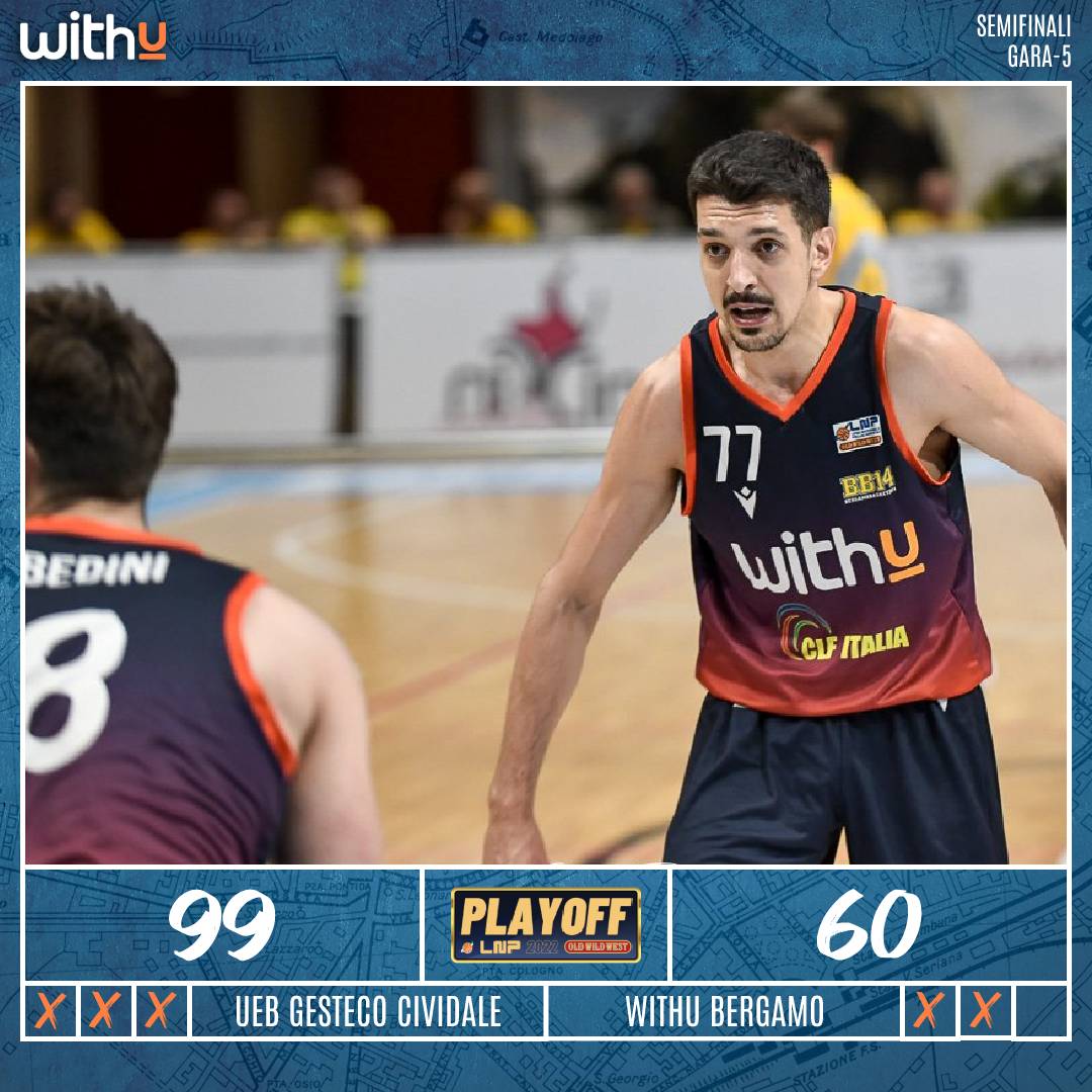 Finale | ⚫⚫⚫⚫
UEB Gesteco Cividale-WithU Bergamo 99-60
Tanto orgoglio per quello che abbiamo fatto nel nostro percorso... GRAZIE RAGAZZI!
#AnimaBergamo #NoiSiamoBergamo <a href="/LNPSOCIAL/">Lega Nazionale Pall</a>