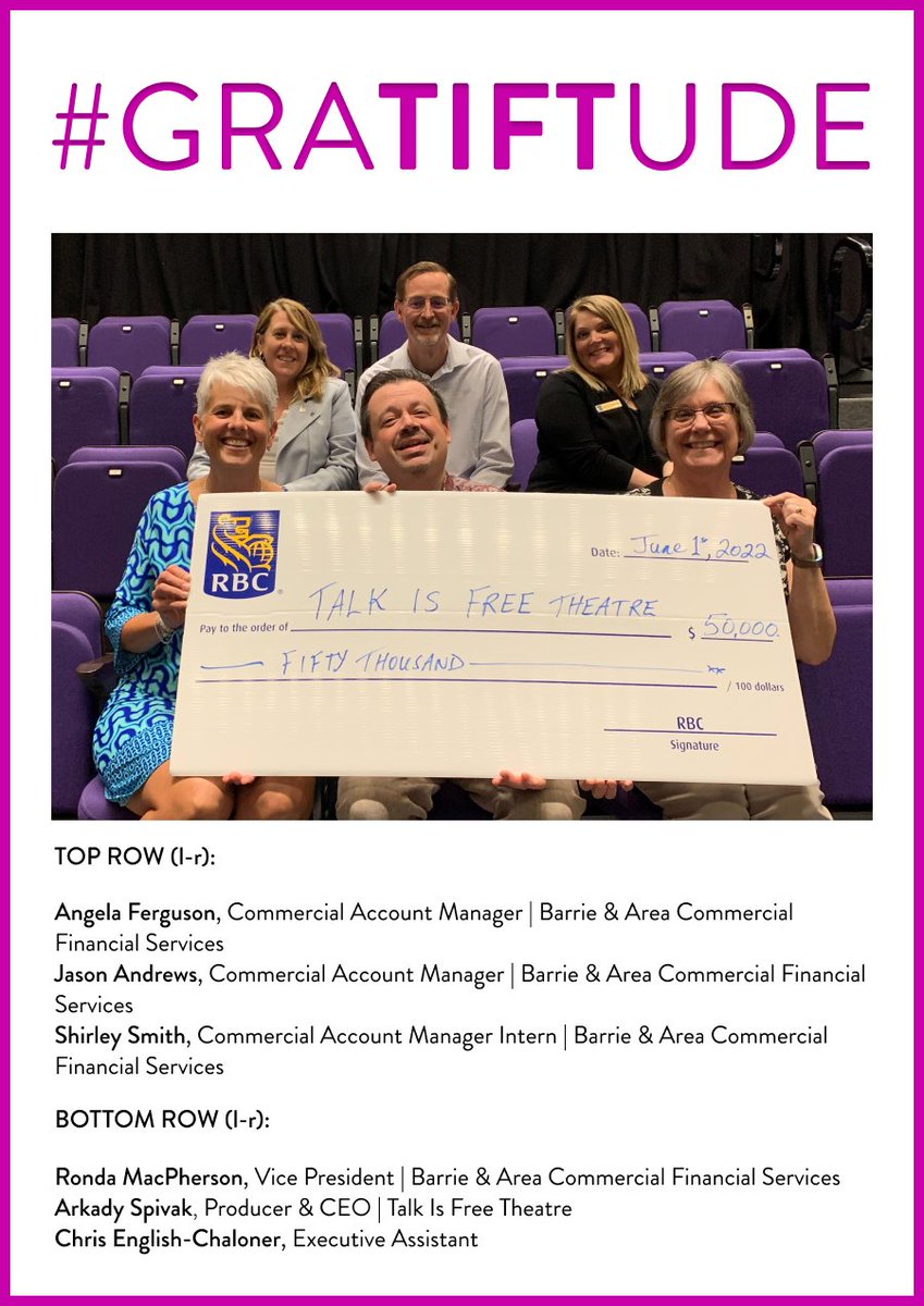 #GraTIFTude!

Thank you to the <a href="/RBC/">RBC</a> Foundation for your support of Emerging Artists with your contribution to our ‘Bigger Than BIG’ program! This BIG cheque was presented last week and we are still glowing with GraTIFTude! @marjolaine_hudon @randy_tredenick  @ronda_macpherson