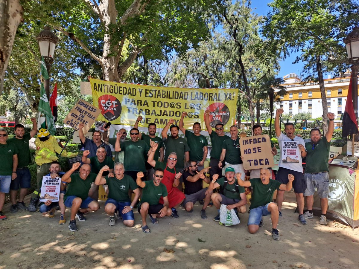 AtilaAmaya's tweet photo. Todo nuestro apoyo a lxs compañerxs del dispositivo @Plan_INFOCA que están luchando contra el #IFPujerra y desde hace 8 días en acampada frente a San Telmo por los derechos de #amayaenlucha @MovimientoINFO3 @CgtAmaya @sibfiandalucia https://t.co/RJ5PoqaznO