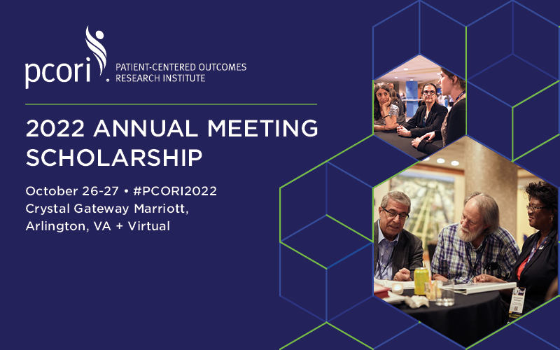 PCORI's tweet photo. Are you a patient, caregiver, or PCORI Ambassador thinking about attending the 2022 PCORI Annual Meeting in person? 

Financial scholarships are available to cover costs of travel and participation.

Applications are due June 13. 

Learn more: https://t.co/3lxN5Y2ugr
#PCORI2022 https://t.co/dWDQIWNjXA