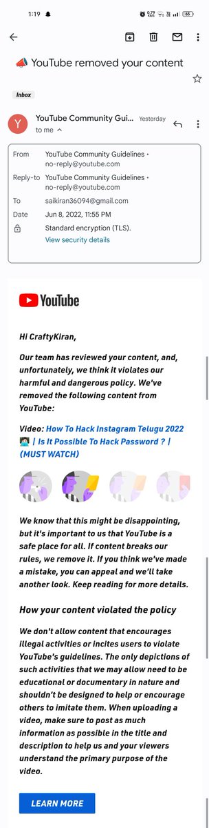 CraftyKiran's tweet photo. Hello @TeamYouTube 1 Month Back My Video was take down For Violating Community Guidelines,After Appealing Ur Team confirm that my content does not violate Community Guidelines. But Again i Got Strike😑
Here Video Link &amp; appeal granted mail photos
Link https://t.co/W0kVkipemU https://t.co/8N3vlyoa30