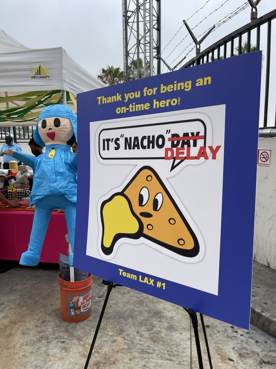 dclove20's tweet photo. LAX celebrates “Nacho Delay” day to celebrate @HectorAraujoUA @LAX_HubHub @al_pact @HectorAraujoUA @BehennaLinda @Glennhdaniels @TammyLHServedio @mcgrath_jonna @MikeHannaUAL @Pameladj13 @NassarWafieh @ItsMims2u #NachoDelay #weareunited https://t.co/tdU928ZRyC