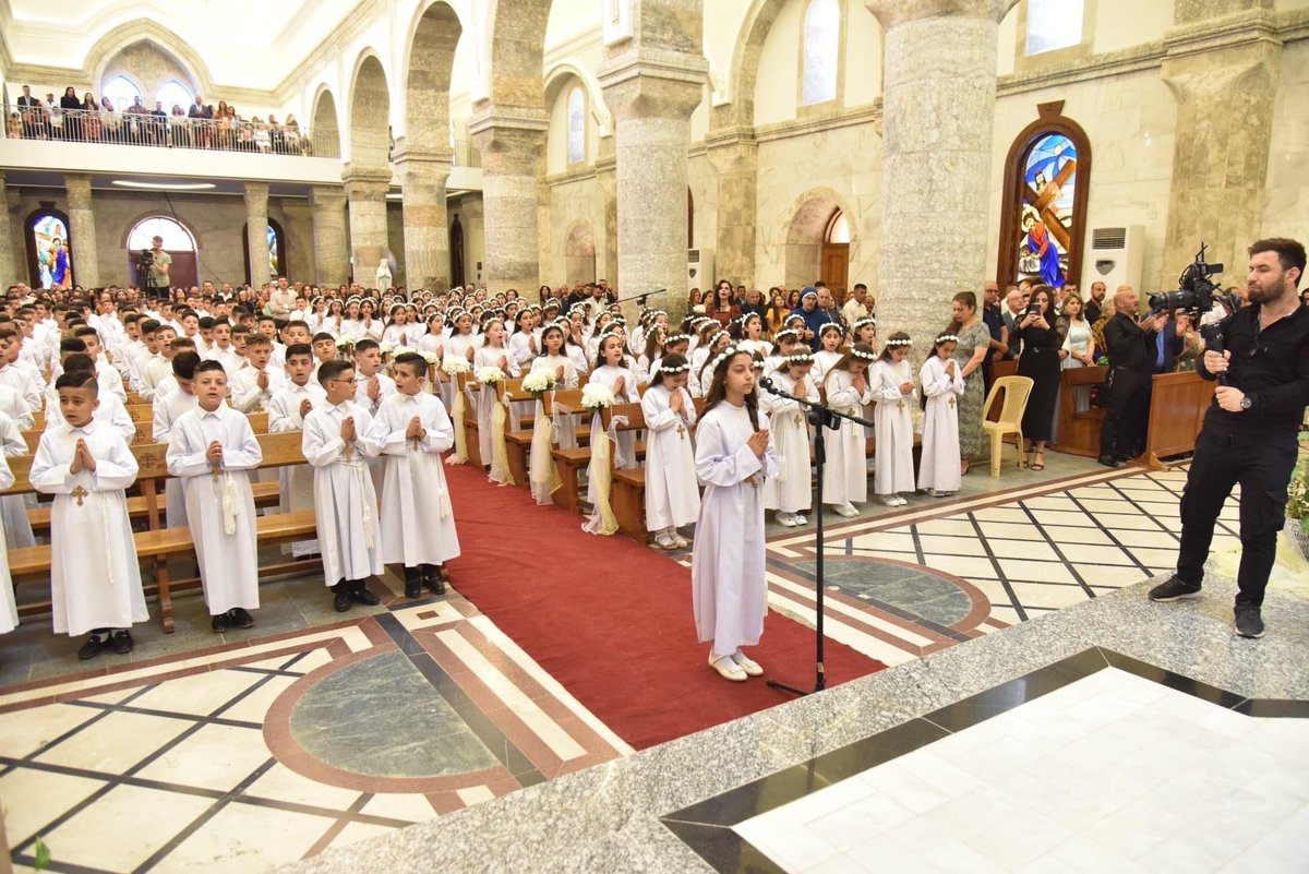 father_rmv's tweet photo. The Church in Iraq is rejoicing over the First Holy Communion of 172 children in the formerly ISIS-controlled city of Qaraqosh. The ceremony took place on Friday, June 3. https://t.co/3MfAfeBFat