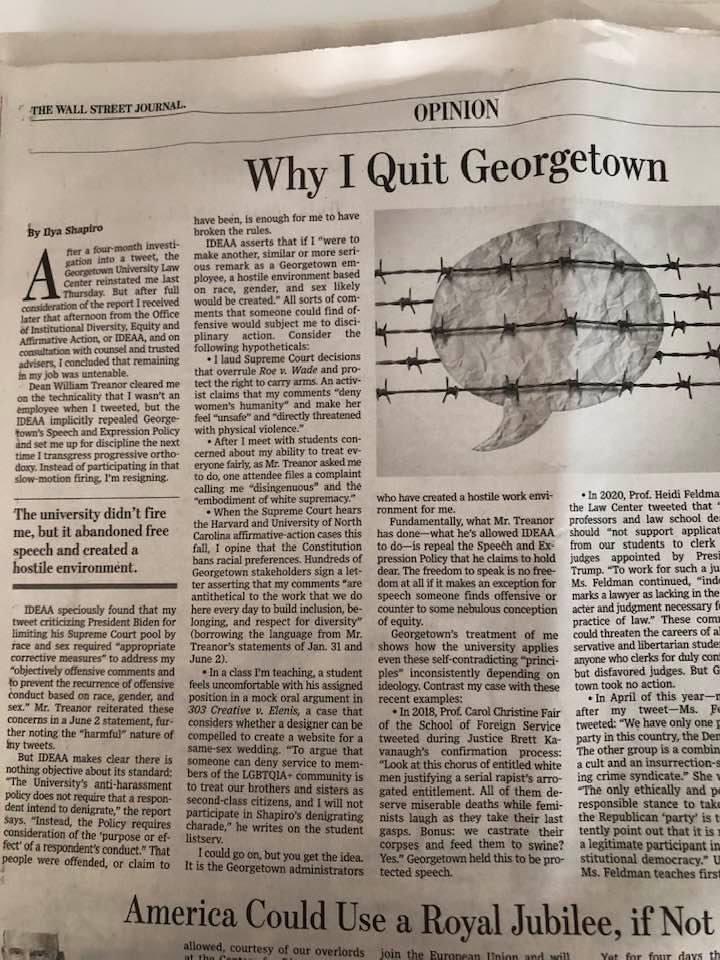 WritingDystopia's tweet photo. This is insane @Georgetown @GeorgetownLaw #freespeech Silence with threats. https://t.co/XIoYpBZ1Ww