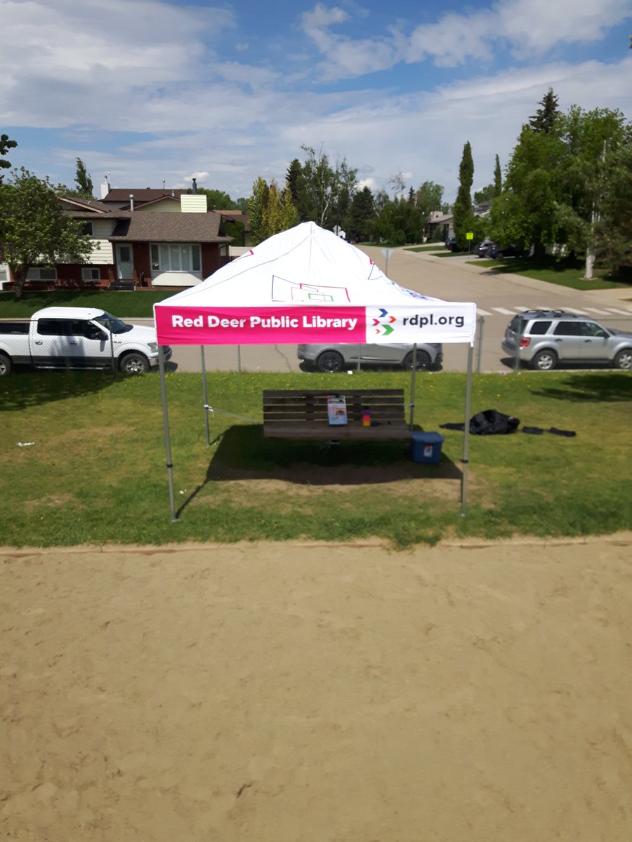 We're hoping the thunderstorm holds off until 3:15pm so you can come see us at Normandeau school! Grab your Book Bingo sheets and learn about our fun plans for the Summer Reading Club! #RDPL #RDPLBookBike #RedDeer #yqf