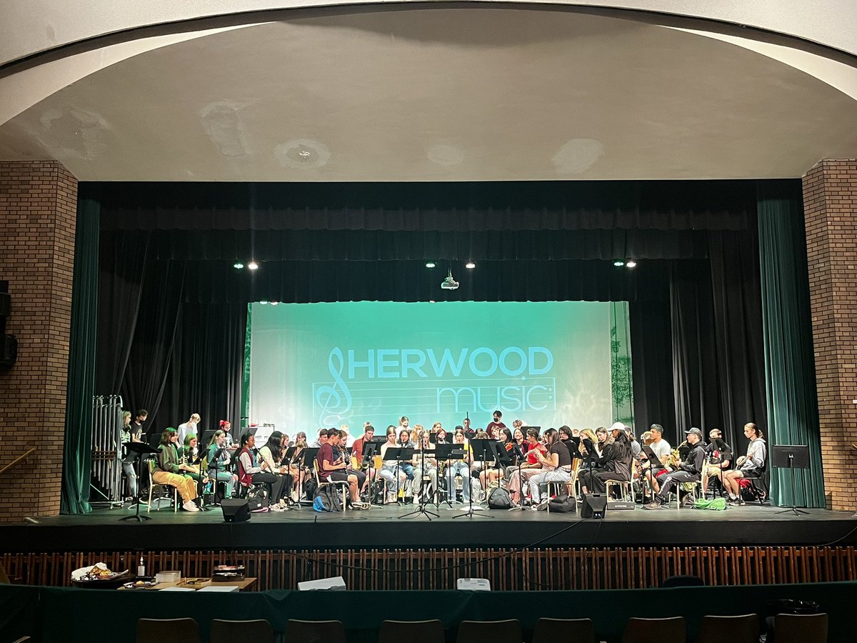 MusicatSherwood's tweet photo. One more night! All set for our Spring Music Night - the first one in over two years! Excited to fill this auditorium with a live audience again! @Sherwood_HWDSB https://t.co/YDXSWHjJvh