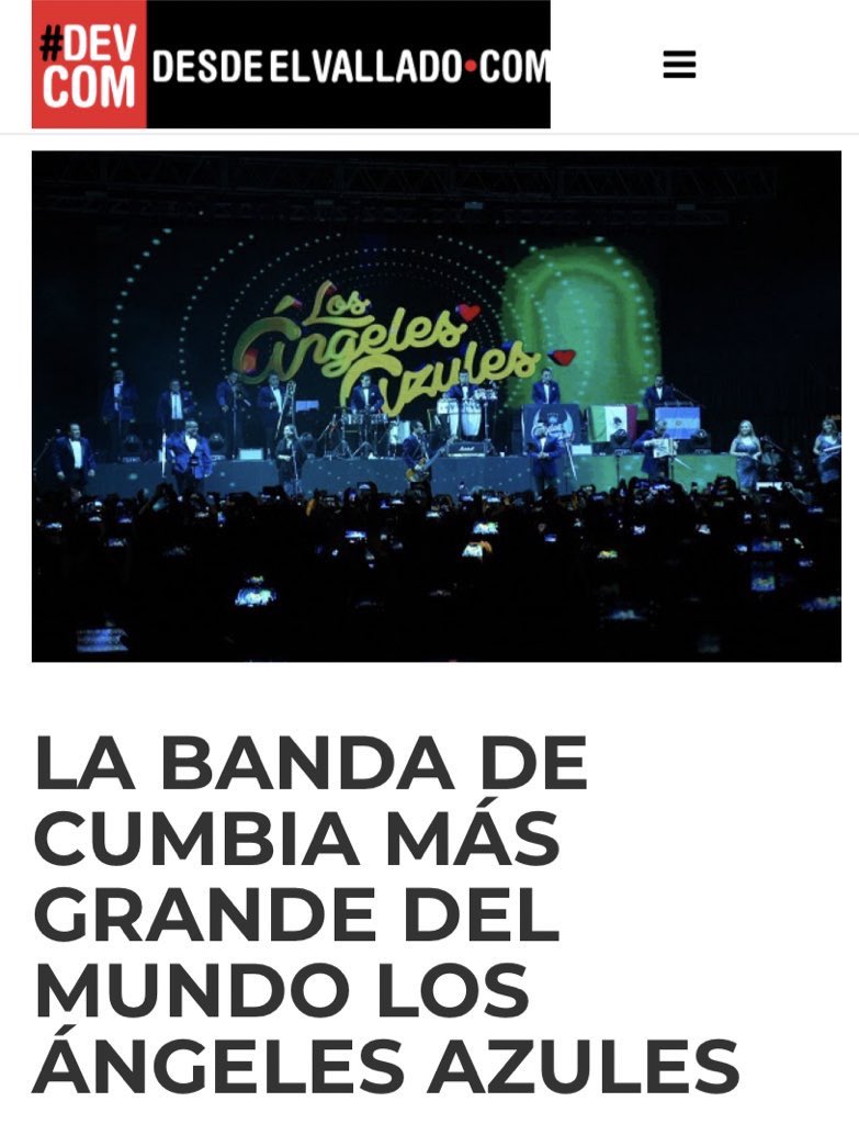 desdeelvallado (@desdeelvallado) on Twitter photo LA BANDA DE CUMBIA MÁS GRANDE DEL MUNDO LOS ÁNGELES AZULES - Desde el Vallado - Donde la música no descansa. <a href="/desdeelvallado/">desdeelvallado</a> desdeelvallado.com/musica/2036-a-… <a href="/CZcomunicacion/">CZ COMUNICACIÓN</a> LA BANDA DE CUMBIA MÁS GRANDE DEL MUNDO LOS ÁNGELES AZULES - Desde el Vallado - Donde la música no descansa. <a href="/desdeelvallado/">desdeelvallado</a> desdeelvallado.com/musica/2036-a-… <a href="/CZcomunicacion/">CZ COMUNICACIÓN</a>